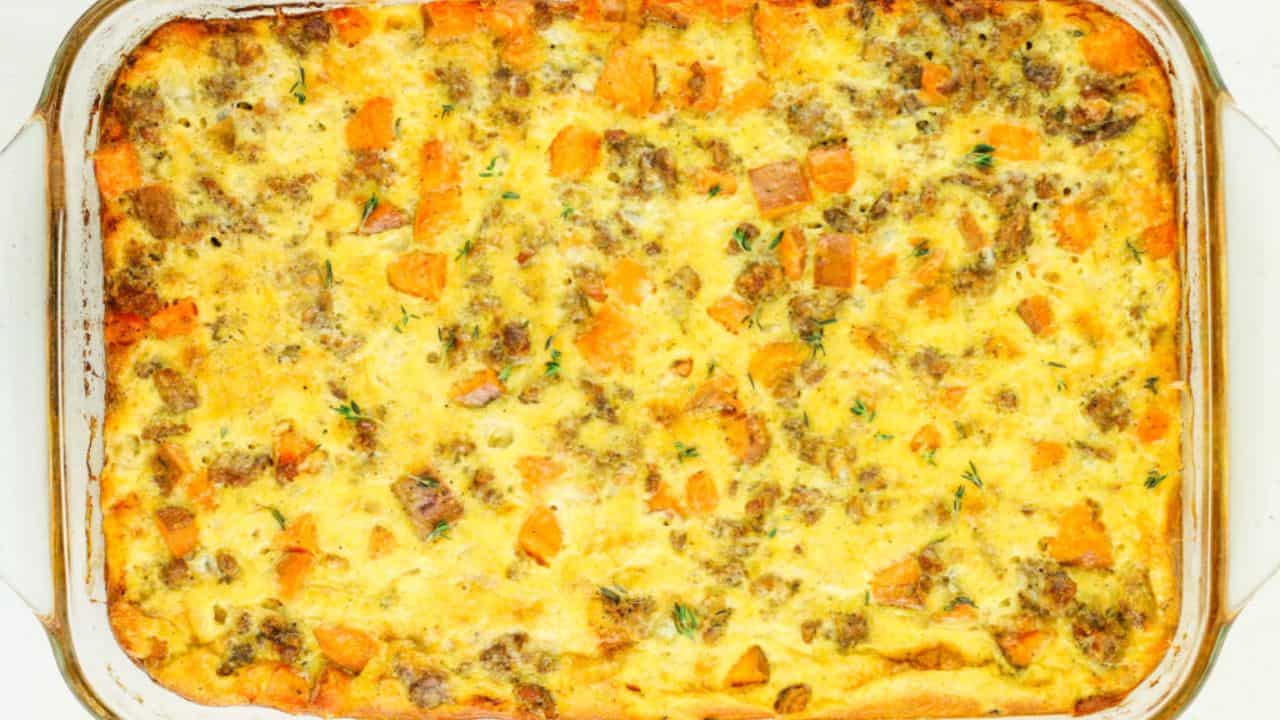 Cottage Cheese Sweet Potato Breakfast Casserole