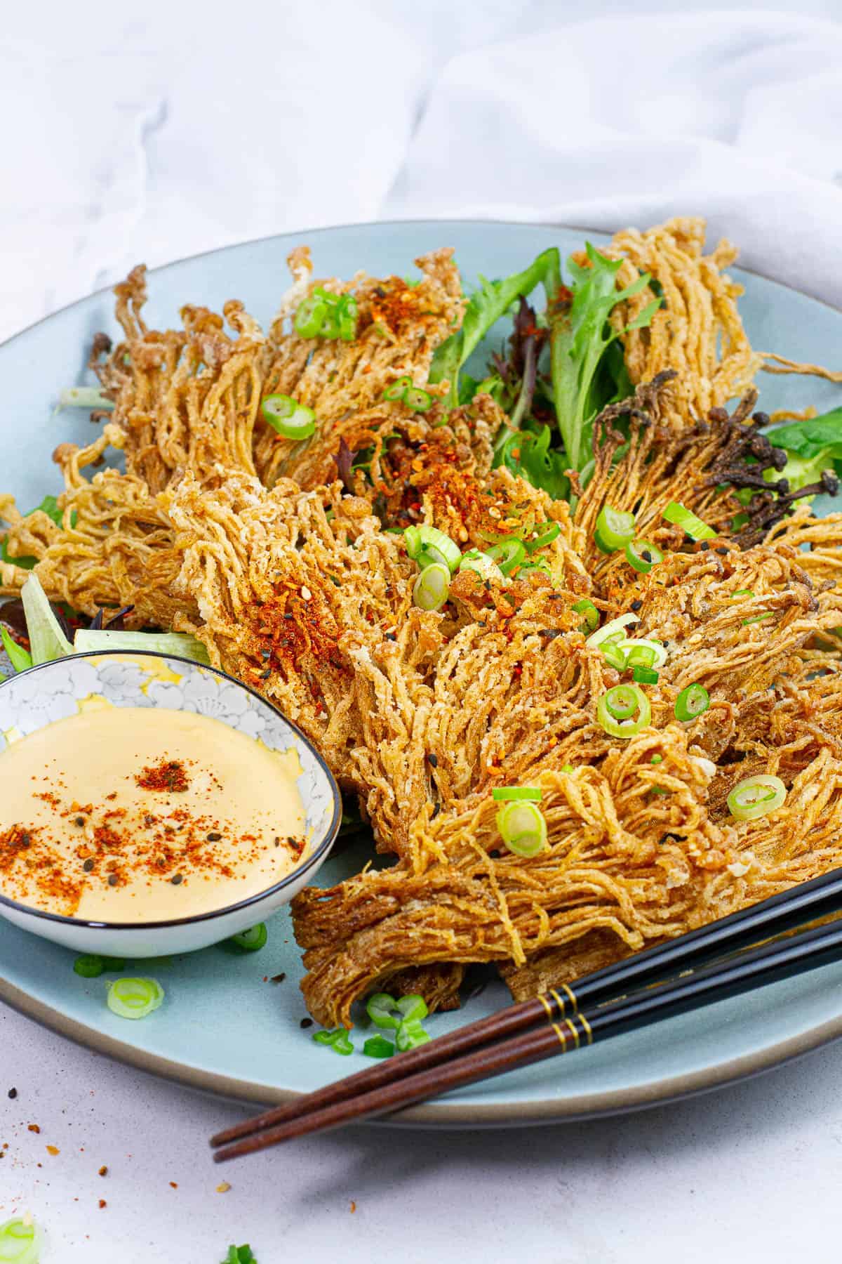Crispy Pan-Fried Enoki Mushrooms