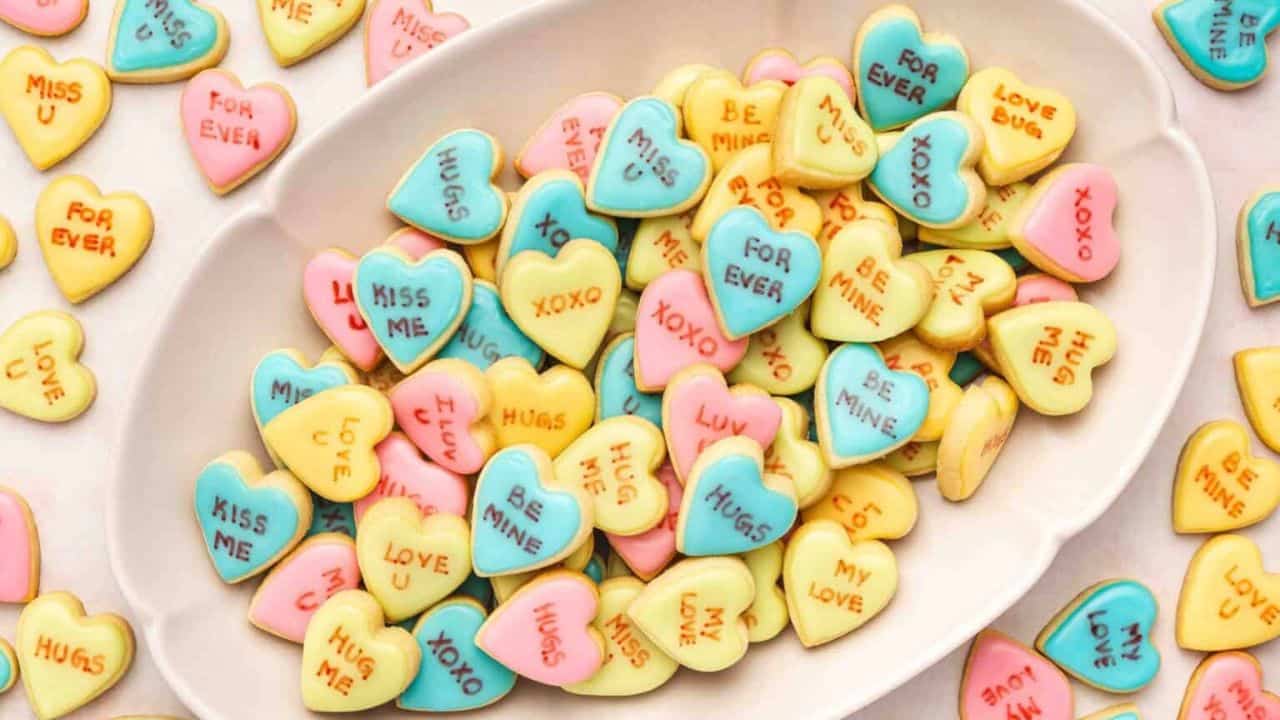 Easy Mini Conversation Heart Cookies