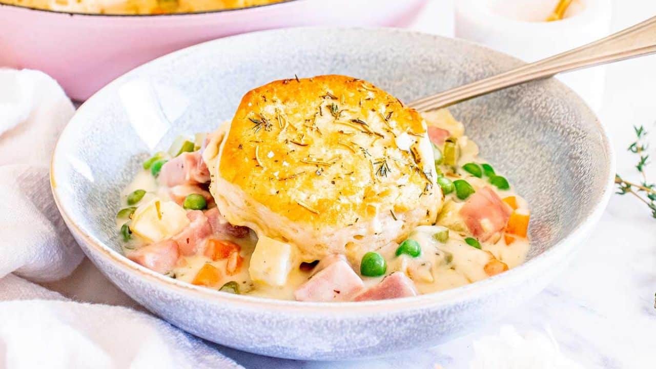 Ham Pot Pie with Biscuits