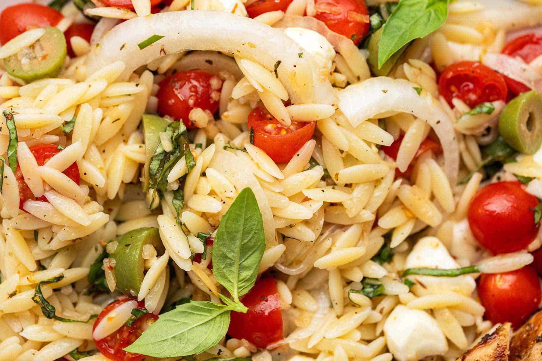 Italian Orzo Pasta Salad With Grilled Chicken And Arugula
