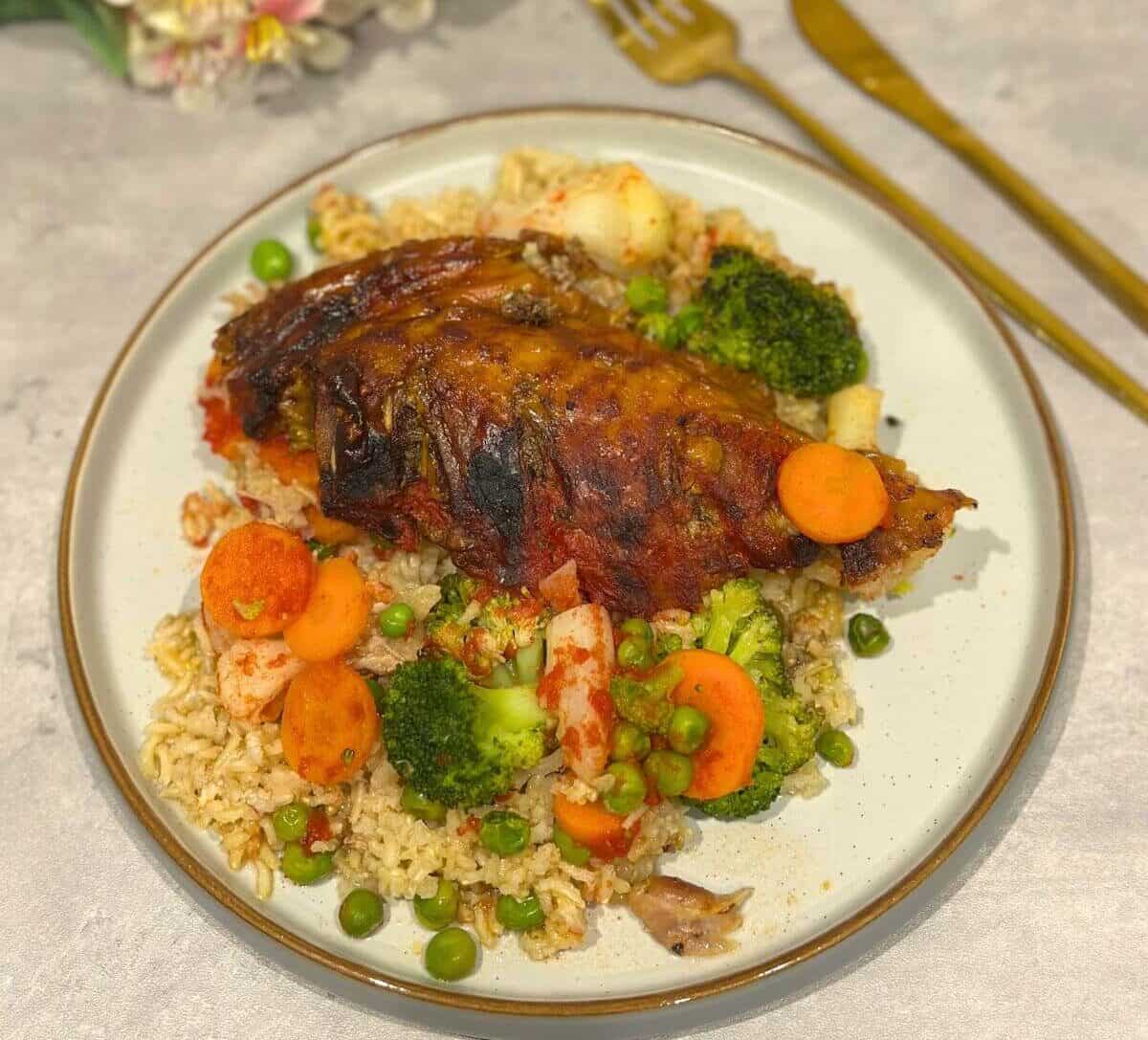 One-Pan Turkey Rice Bowl with Veggies