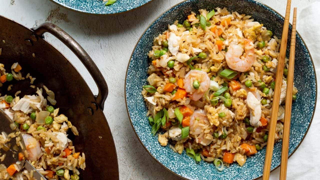 Shrimp, Chicken, and Veggie Fried Rice