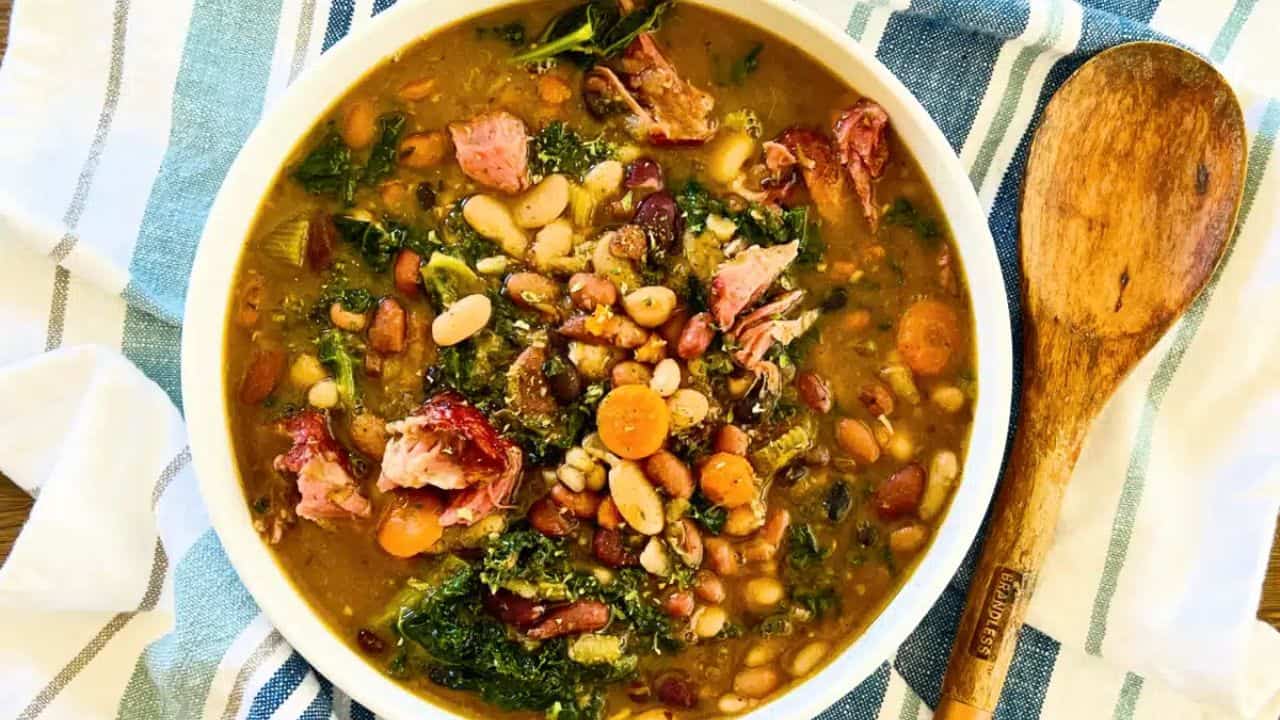 Slow Cooker 15 Bean Soup with Kale