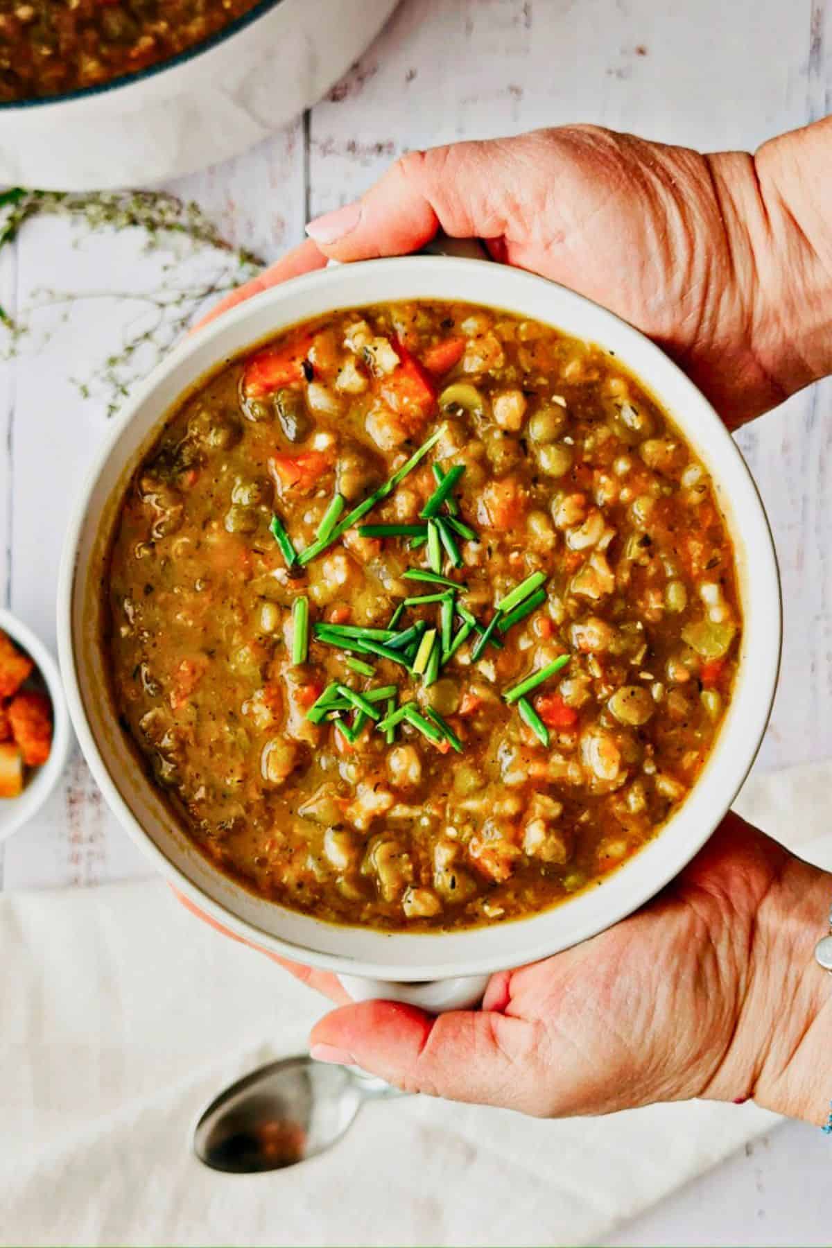 Vegan Split Pea and Barley Soup