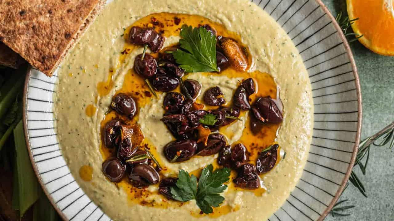 White Bean Dip with Spiced Olives Recipe
