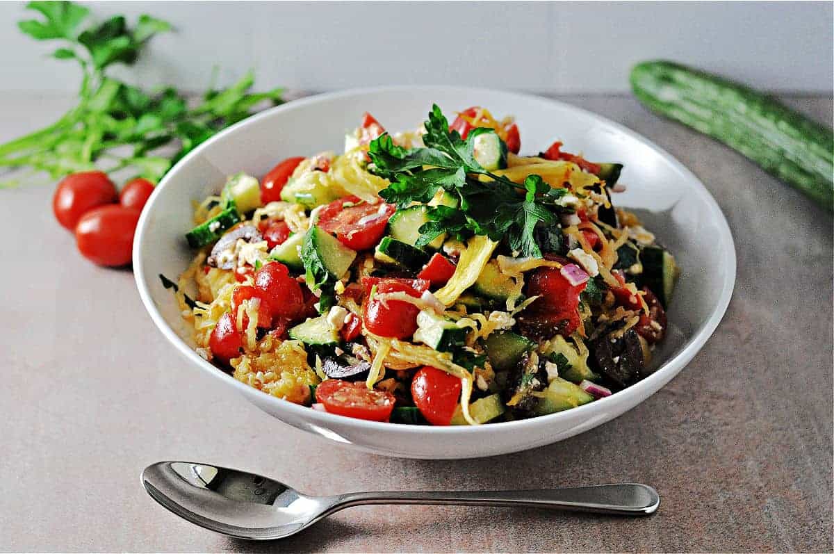 mediterranean spaghetti squash salad