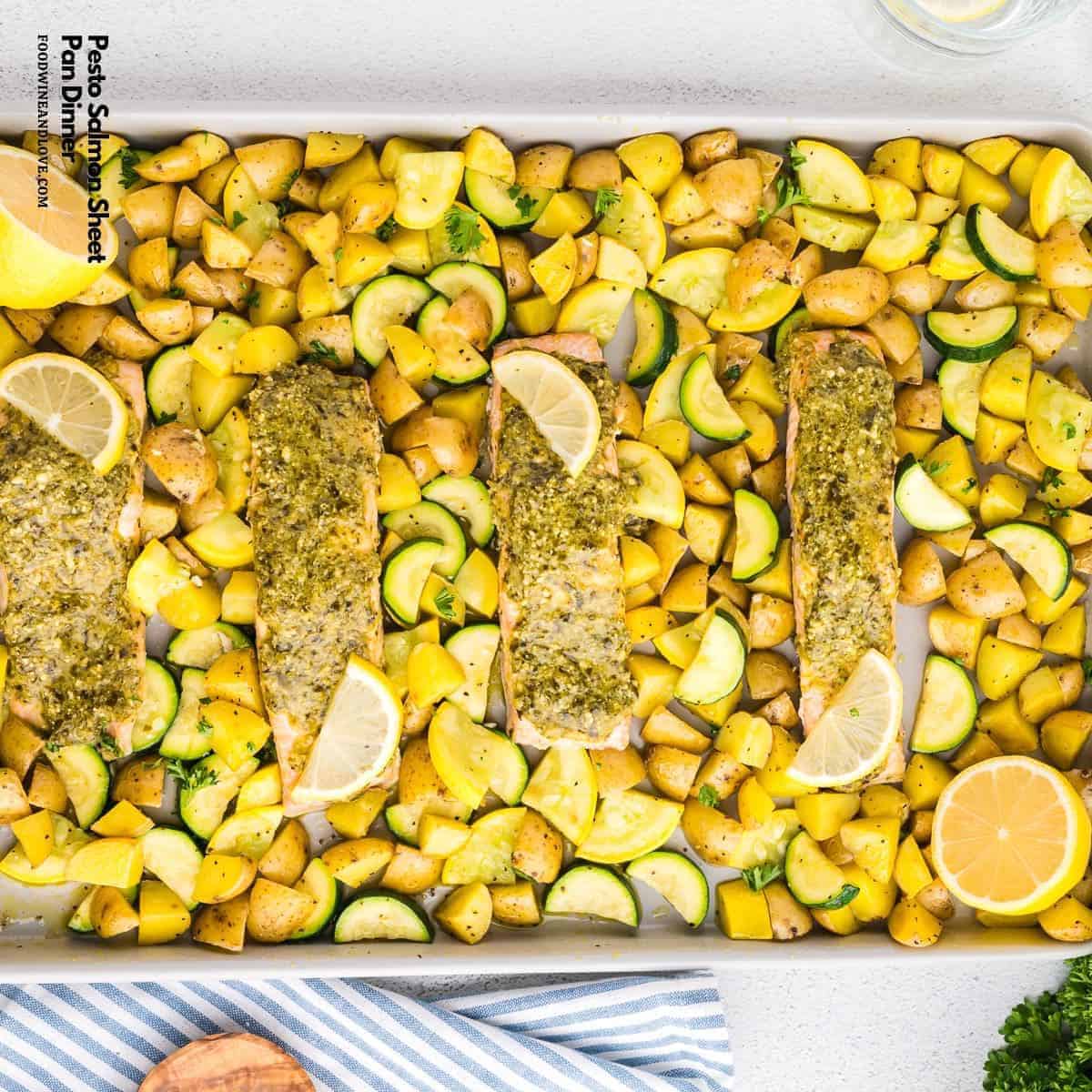 Pesto Salmon Sheet Pan Dinner