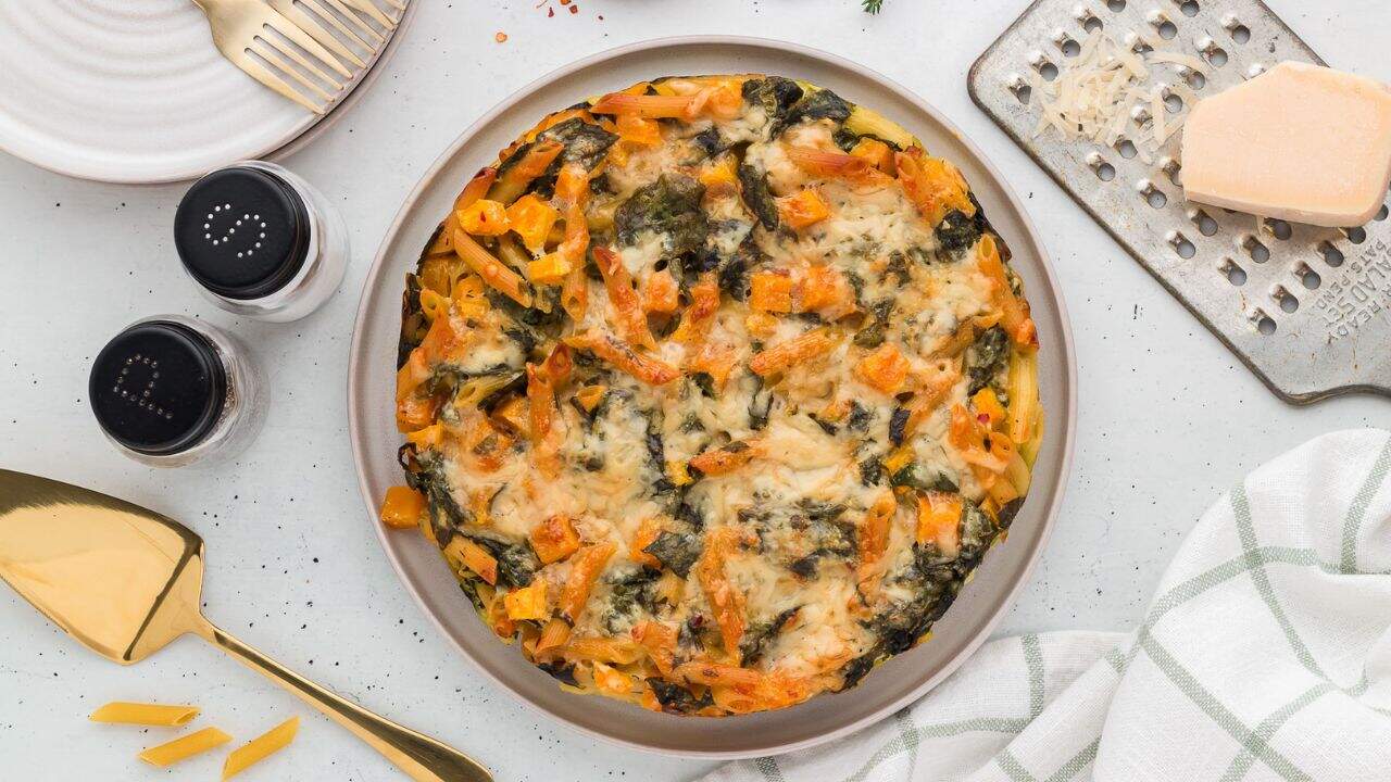 Butternut Squash & Spinach Pasta Pie Recipe