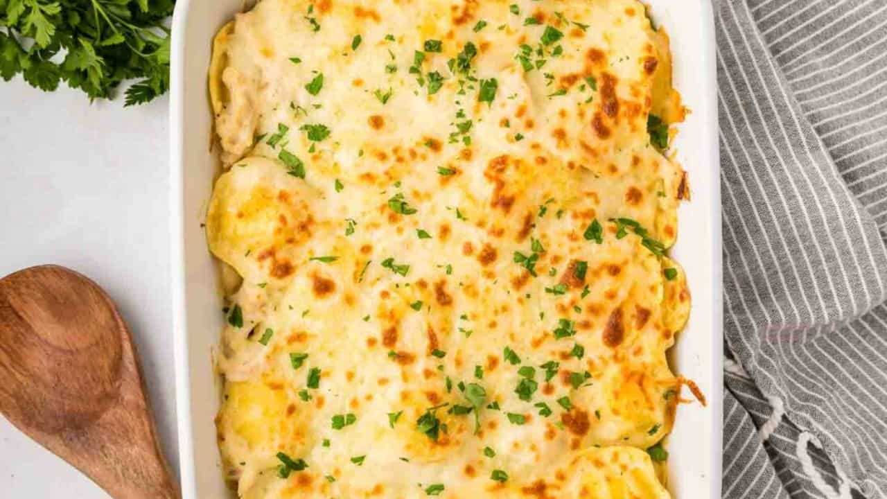 Chicken Alfredo Baked Ravioli