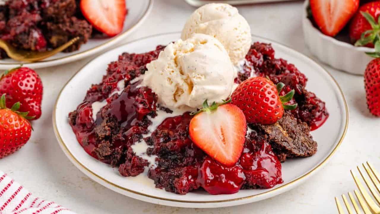 Chocolate Strawberry Dump Cake