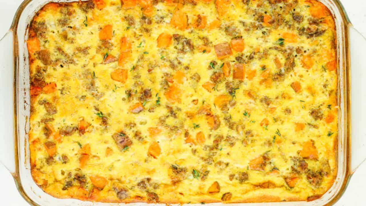 Cottage Cheese Sweet Potato Breakfast Casserole