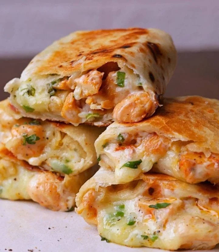 Easy Cheesy Garlic Chicken Wraps
