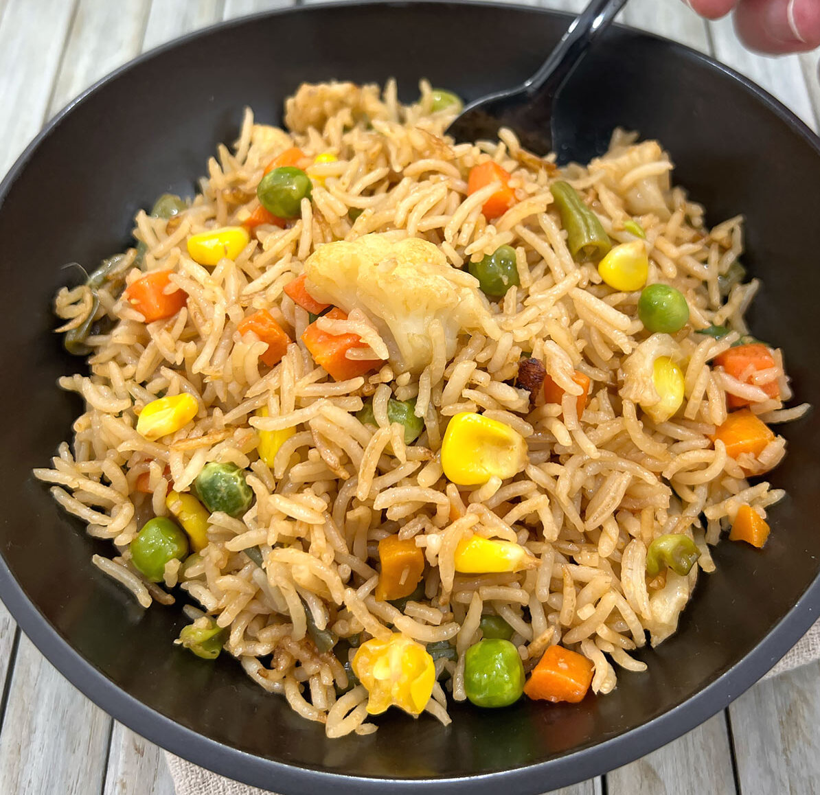 Fried Rice with Frozen Vegetables