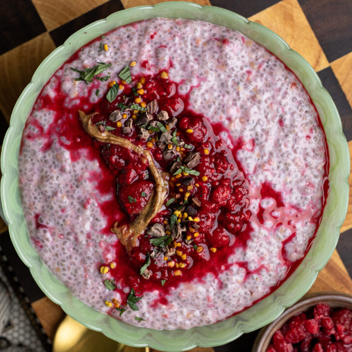 High Protein Raspberry Vanilla Chia Pudding