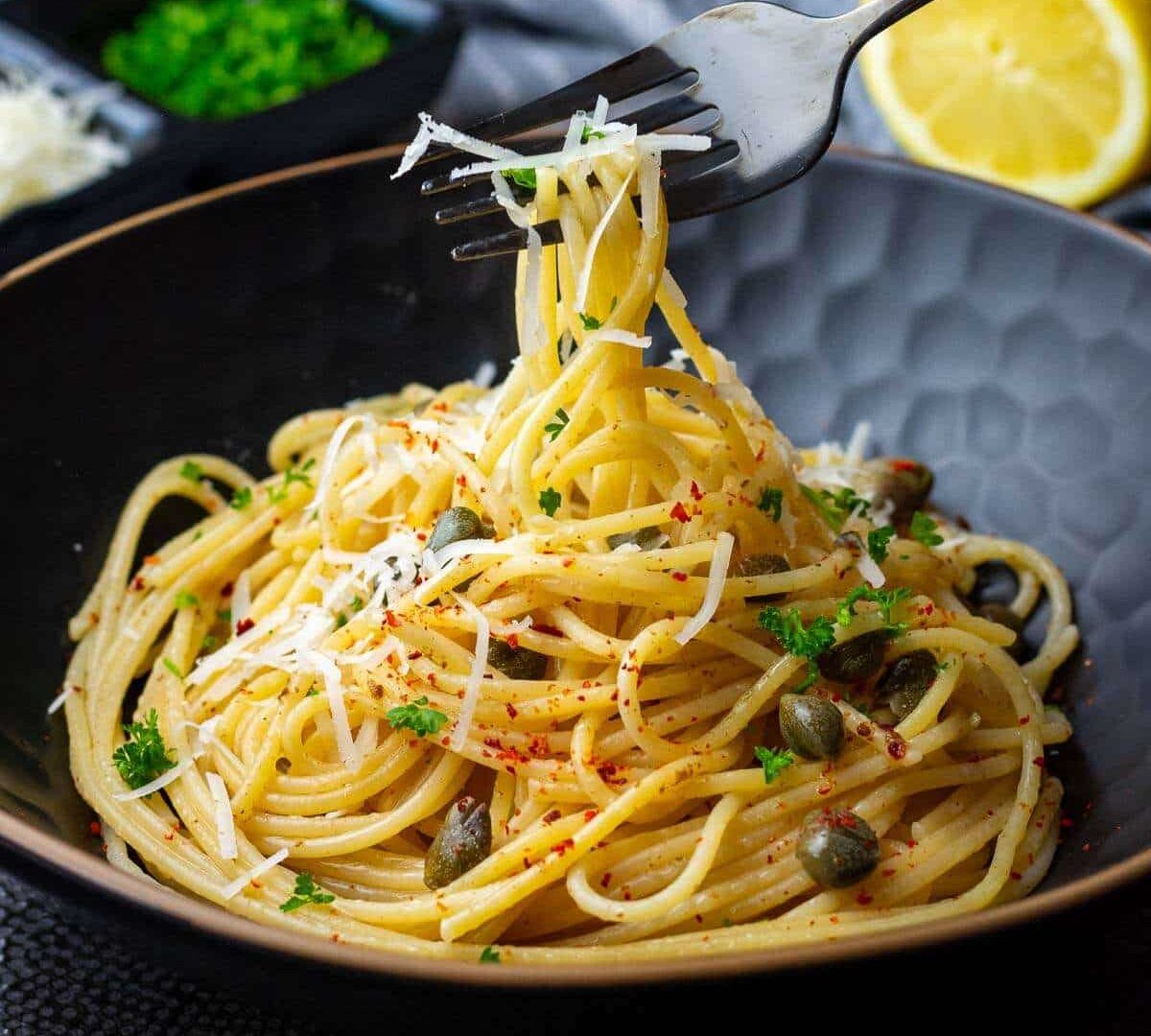 Lemon Caper Pasta With Brown Butter Sauce