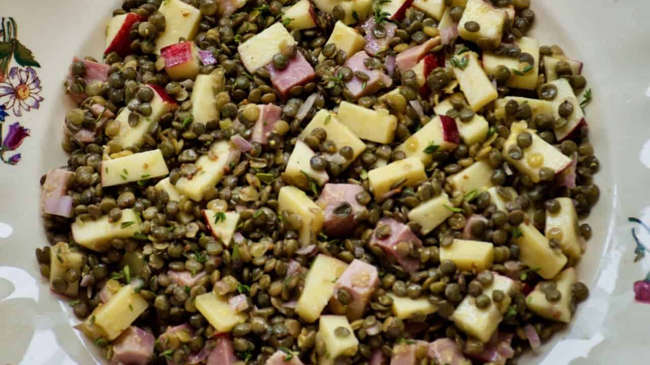 Lentil Salad With Ham, Apples, Comté Cheese