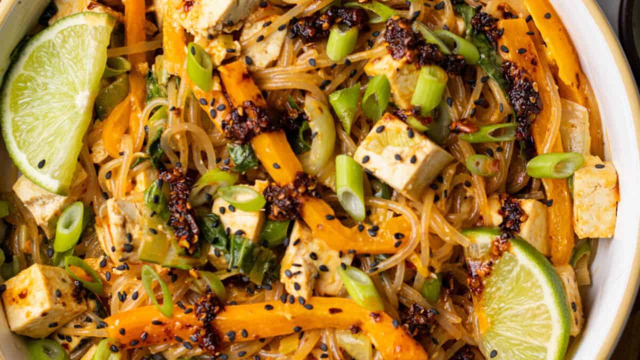 Miso Tahini Noodles with Tofu and Bok Choy