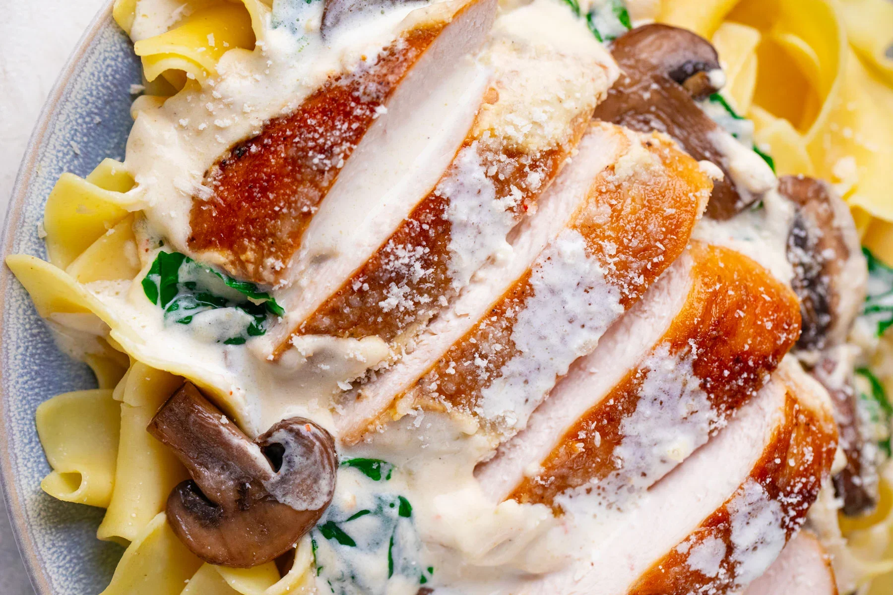 One Pan Creamy Parmesan Mushroom Chicken
