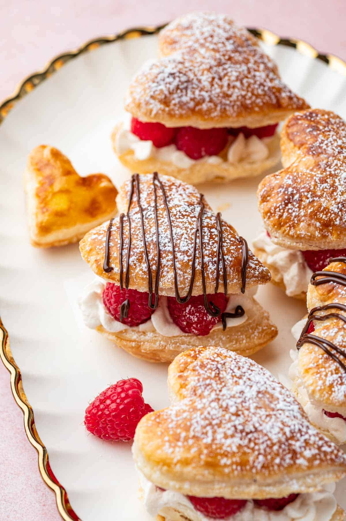 Puff Pastry Hearts with Raspberries