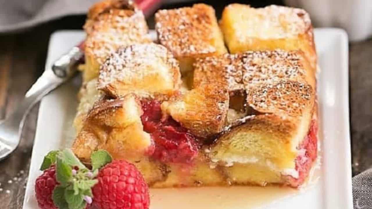 Raspberry Mascarpone French Toast Casserole