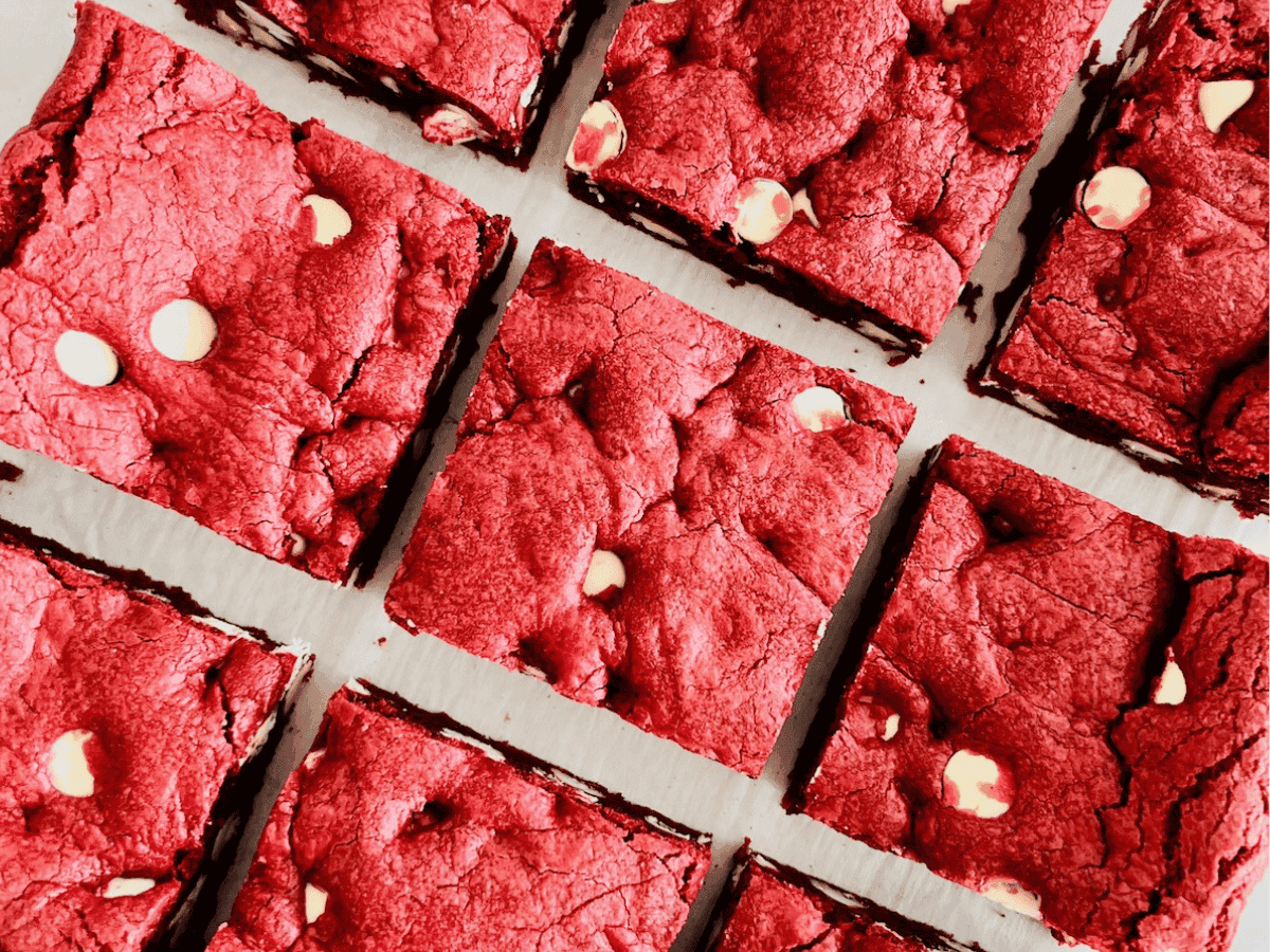 Red Velvet Brownies with Cake Mix