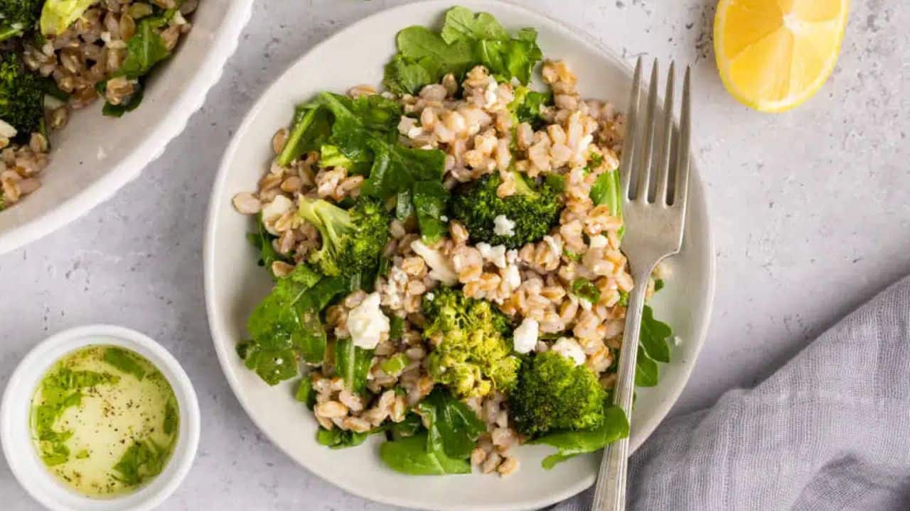 Roasted Broccoli Farro Salad