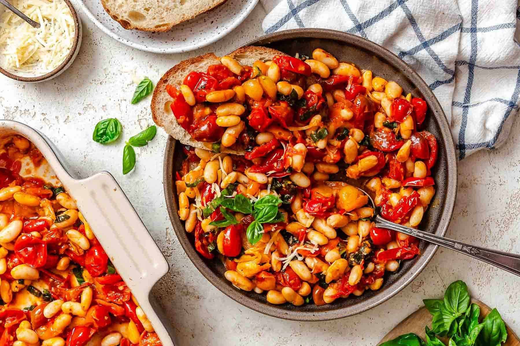 Roasted Tomatoes with Cannellini Beans