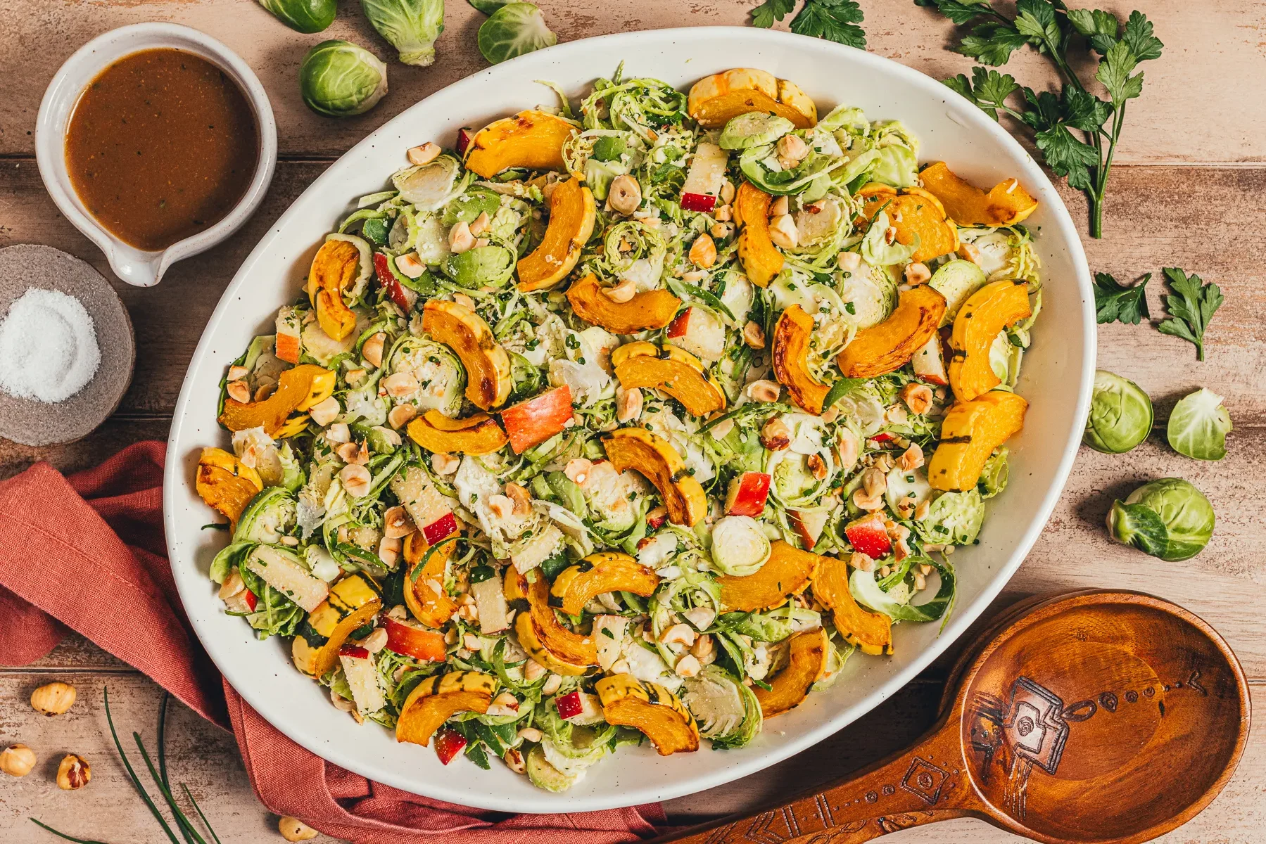 Shaved Brussels Sprouts Salad with Roasted Delicata Squash