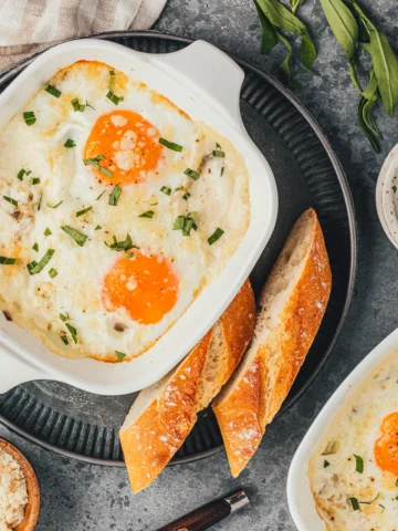 Shirred Eggs With Leeks And Mushrooms