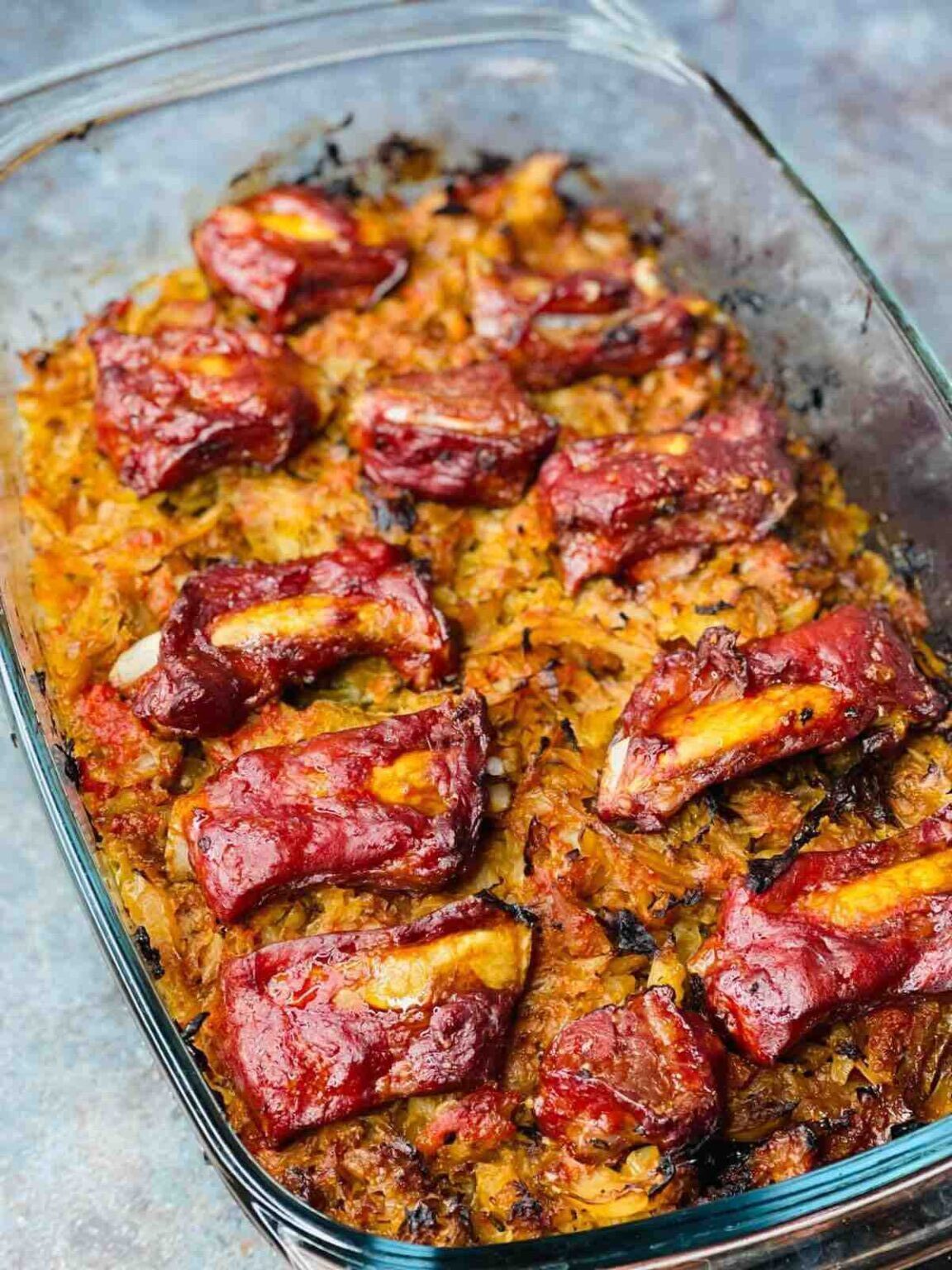 Smoked Pork Ribs and Cabbage Casserole