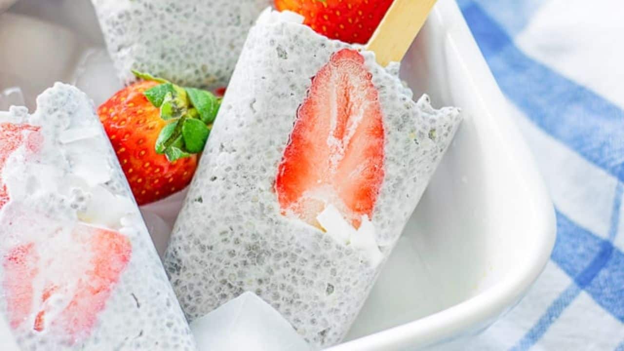 Strawberry Chia Seed Popsicles