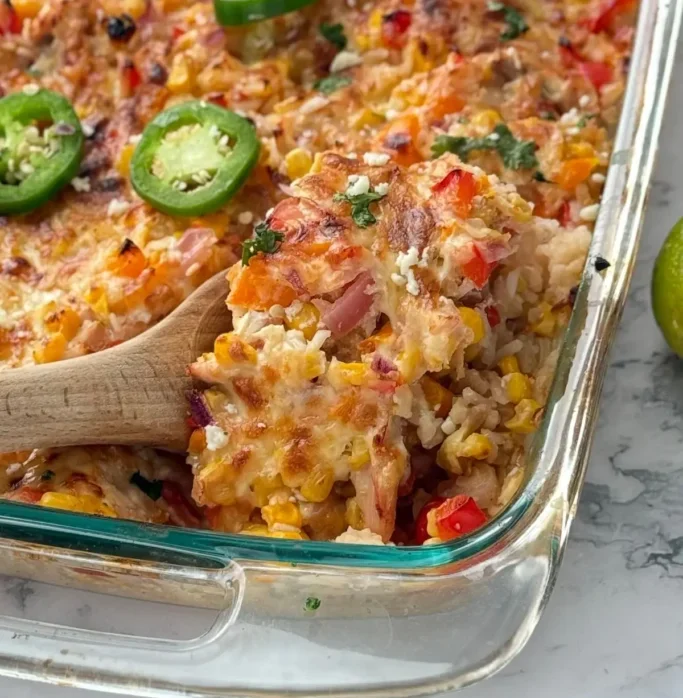 Street Corn Chicken and Rice Casserole