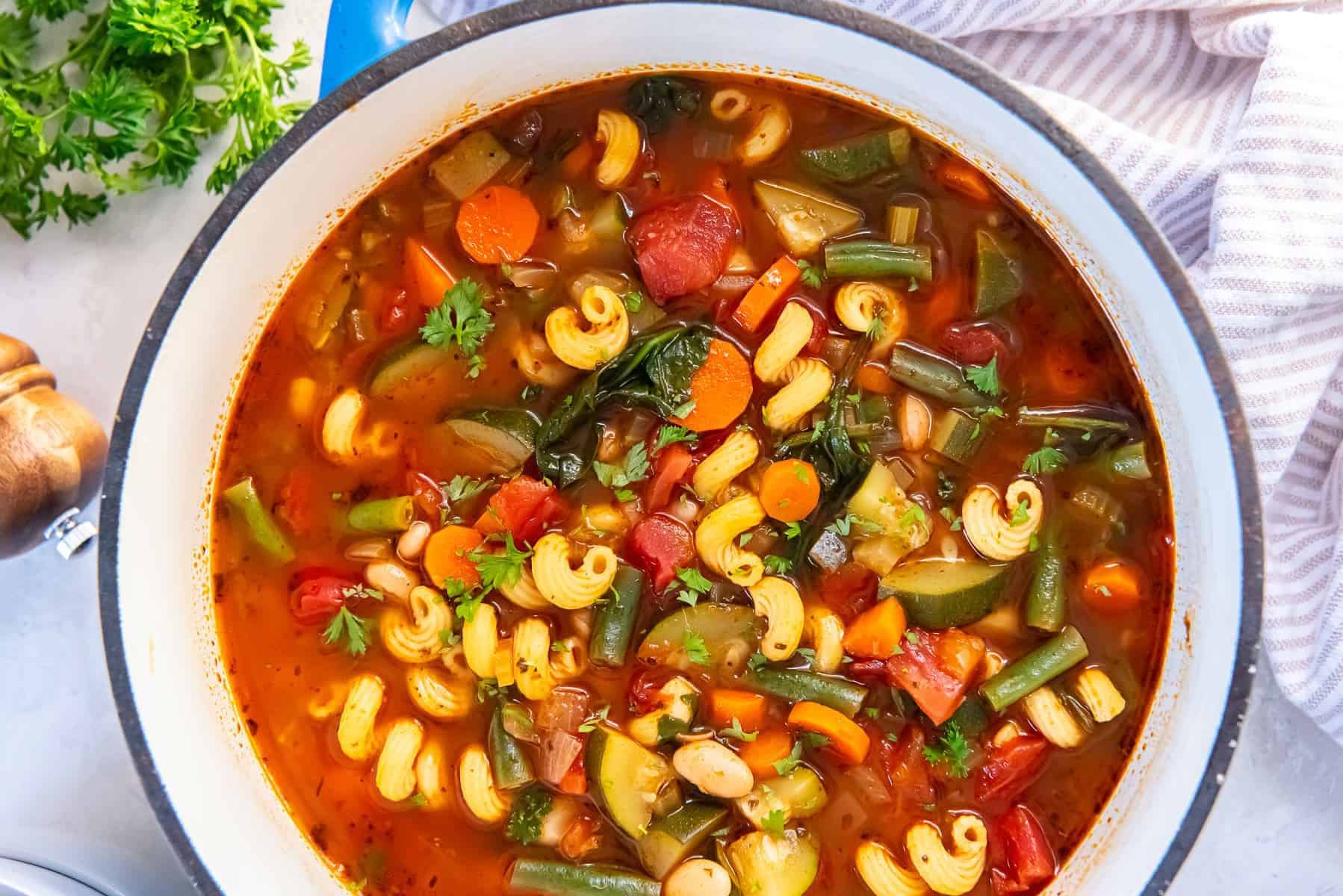 Vegetable White Bean Protein Pasta Soup