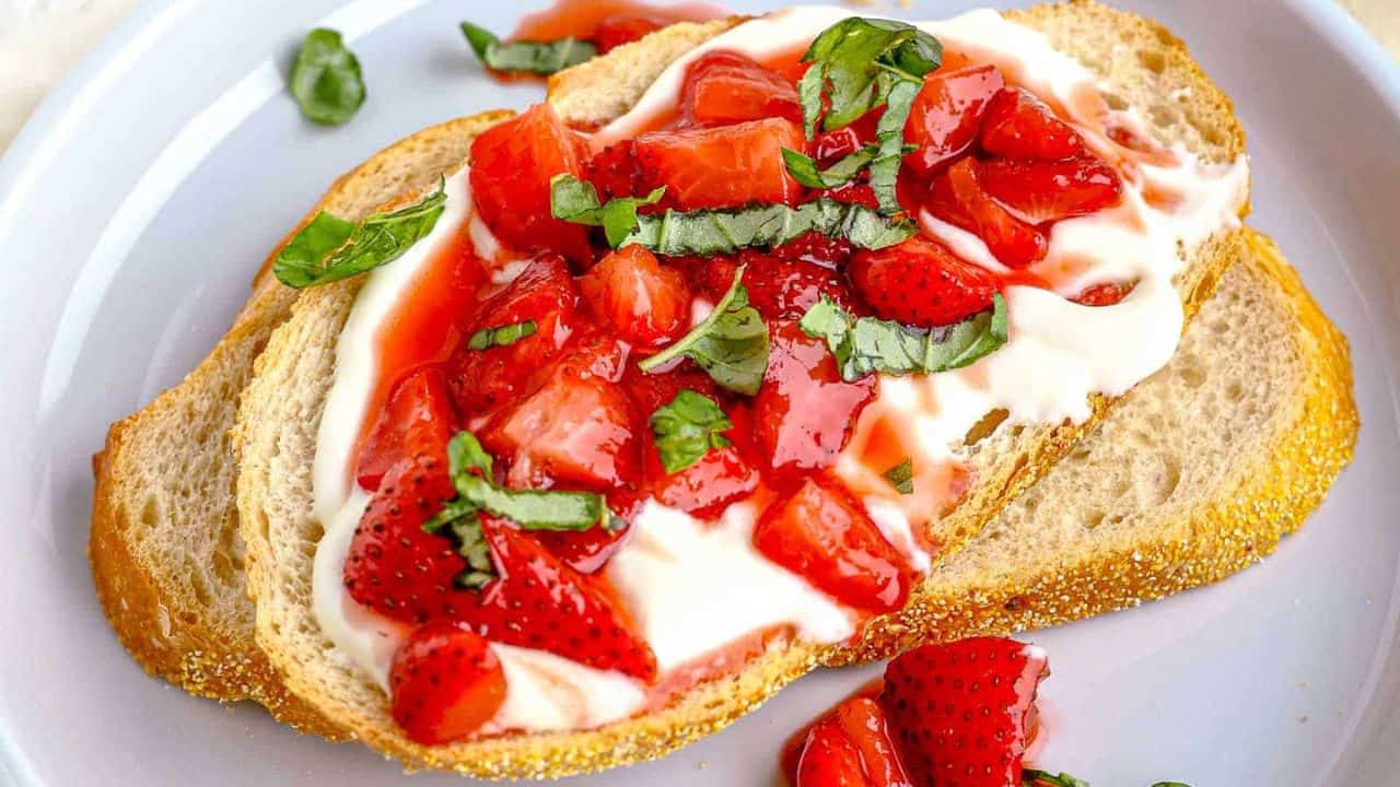 Whipped Ricotta Roasted Strawberry Toast