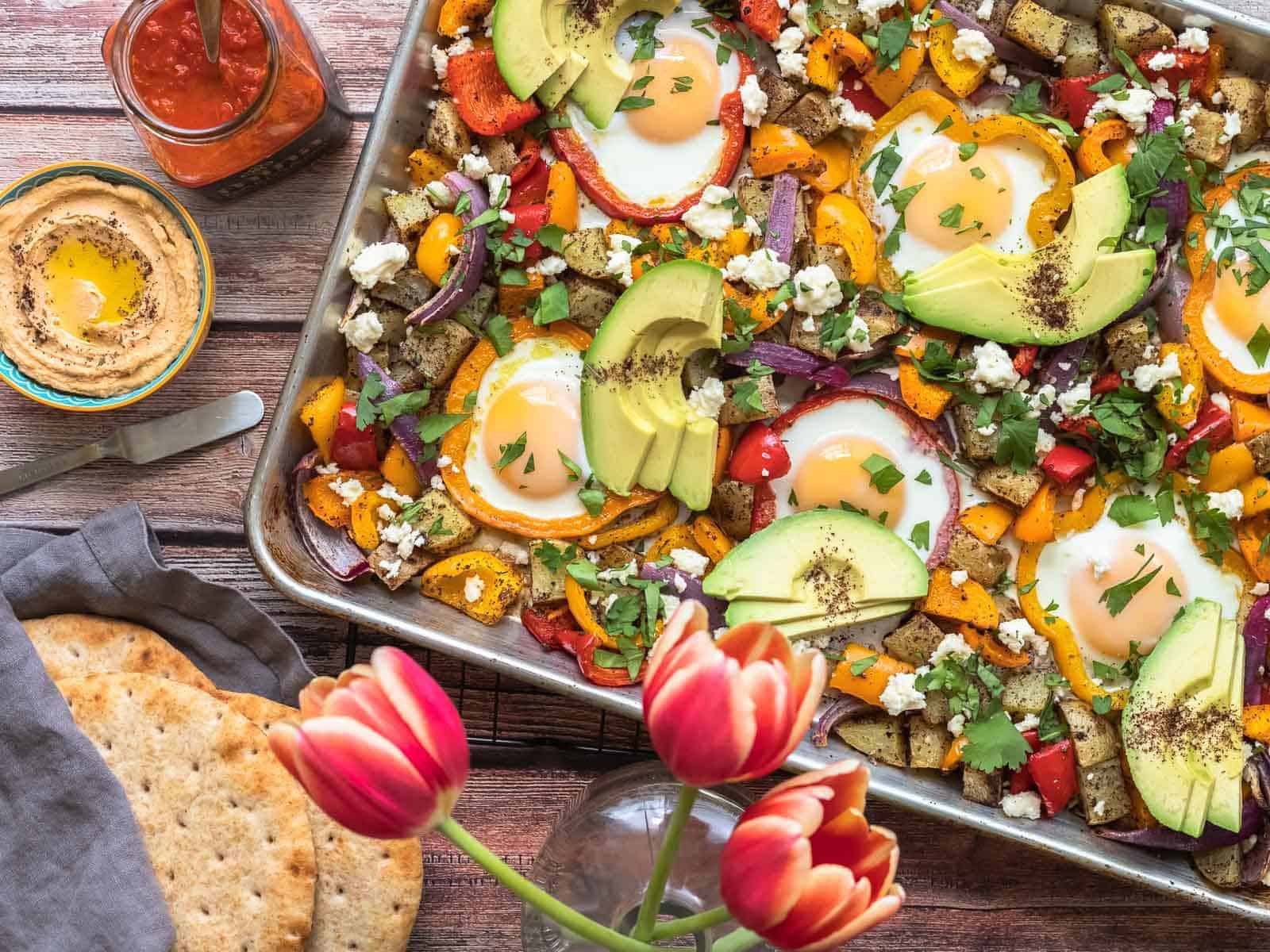 Zaatar Sheet Pan Vegetables and Eggs