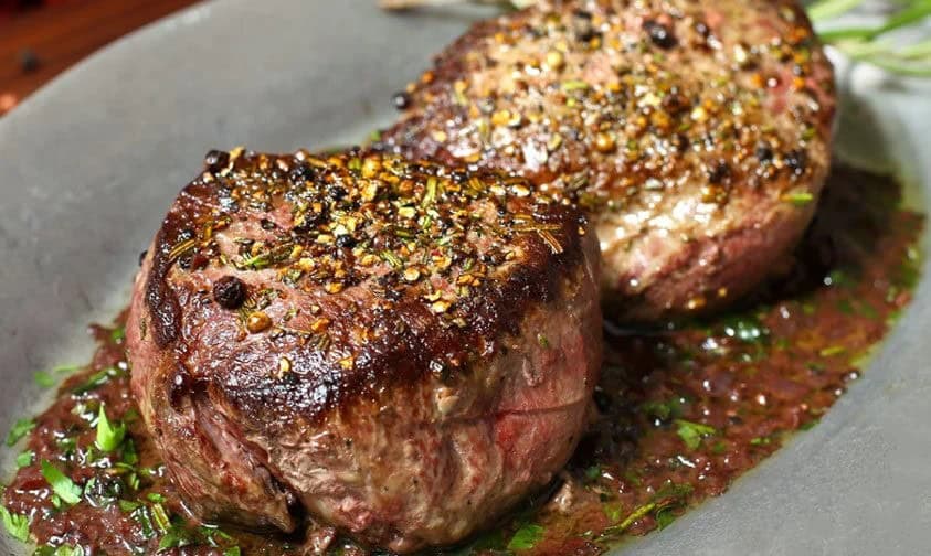 steak with wine sauce