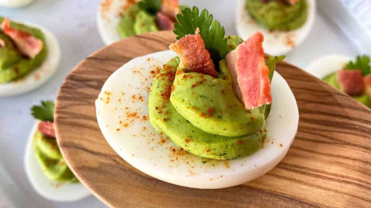 Bacon Avocado Deviled Eggs