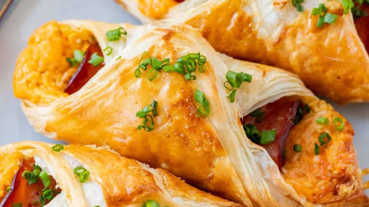Baked Ham and Cheese Puff Pastry Croissants