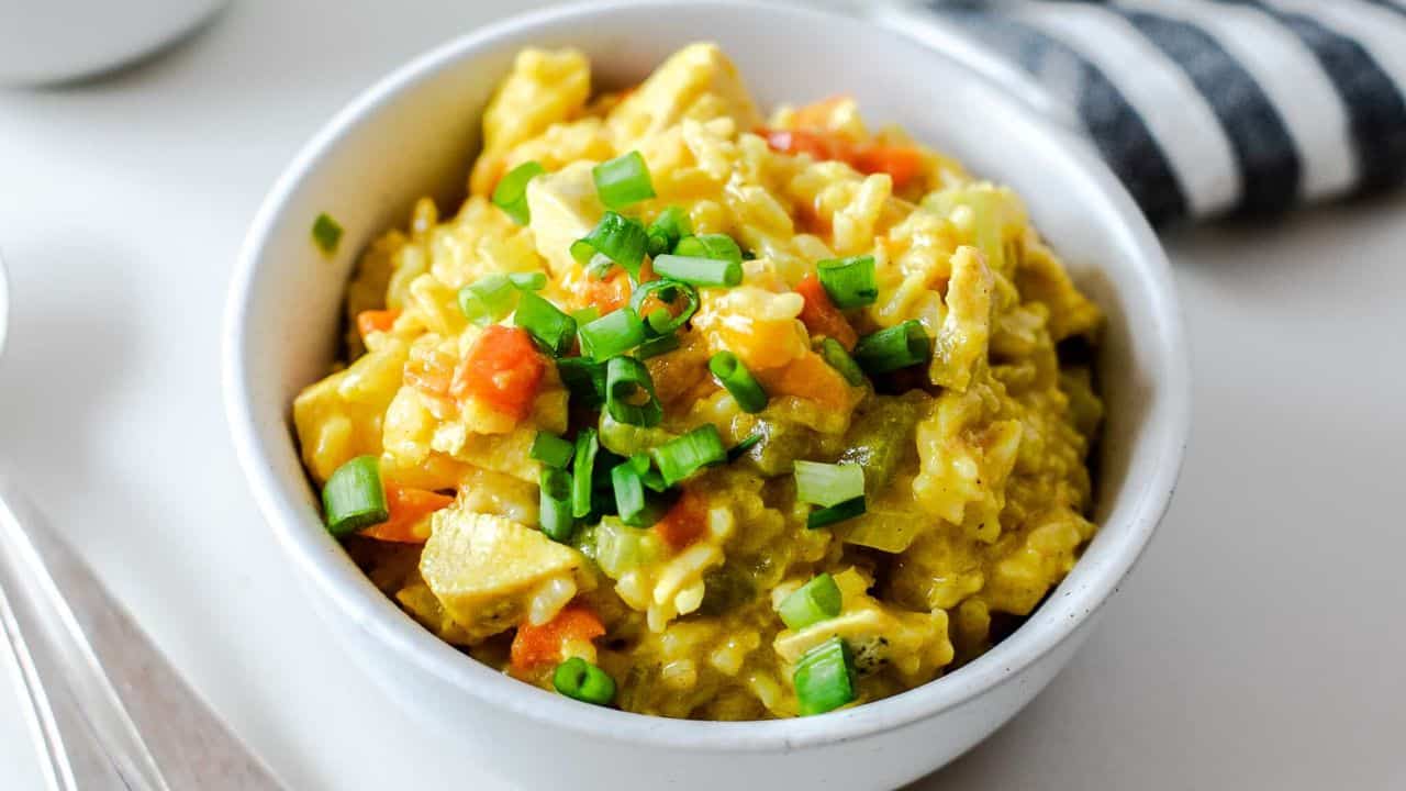 Cheesy Curry Chicken and Rice Casserole