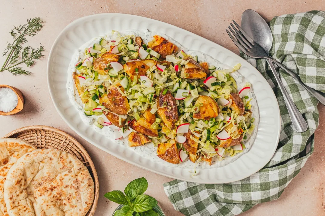 Crispy Potato Salad With Herby Greek Yogurt