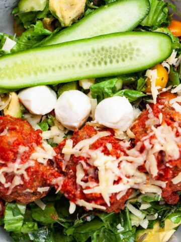 Italian Meatball Salad with a Simple Dressing