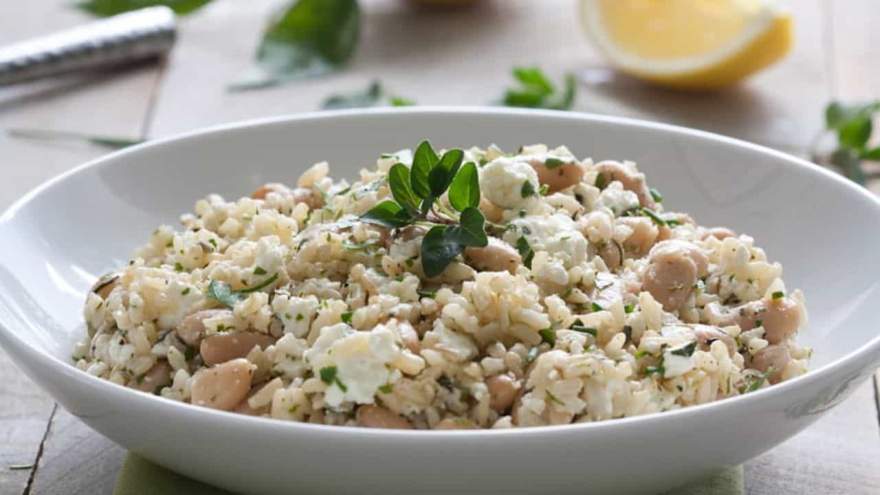 Mediterranean Cold Rice Salad with Feta