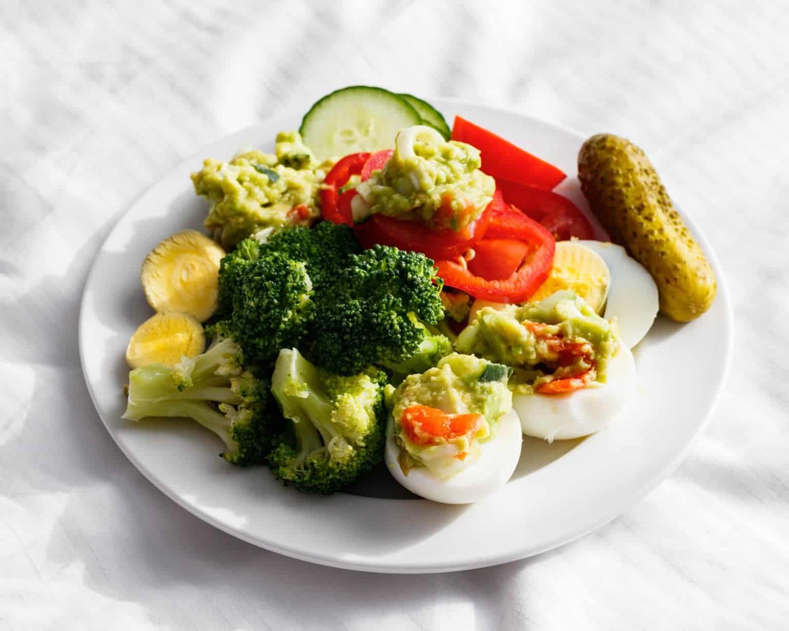 Messy Avocado Eggs Veggies Plate
