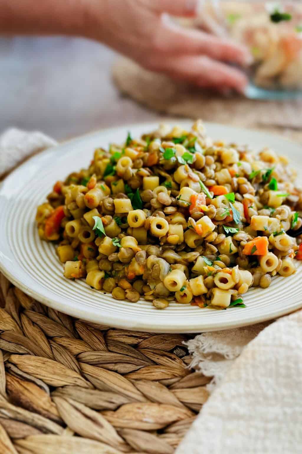 One Pot Lentil Ditalini Pasta