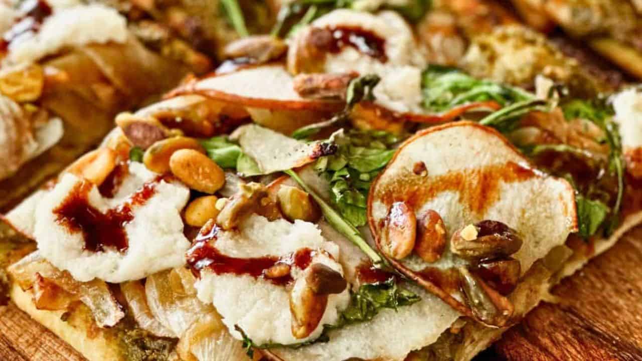 Pear and Pistachio Pesto Pizza