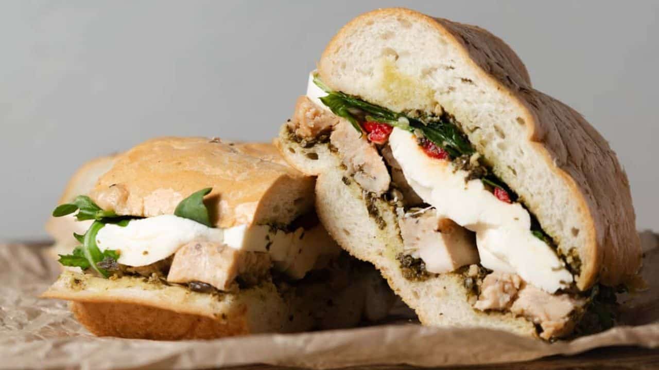 Pressed Sandwich with Pesto & Chicken