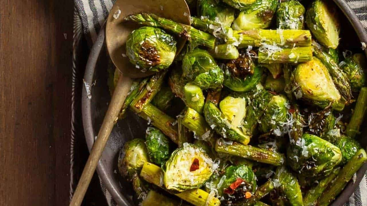 Roasted Asparagus and Brussel Sprouts