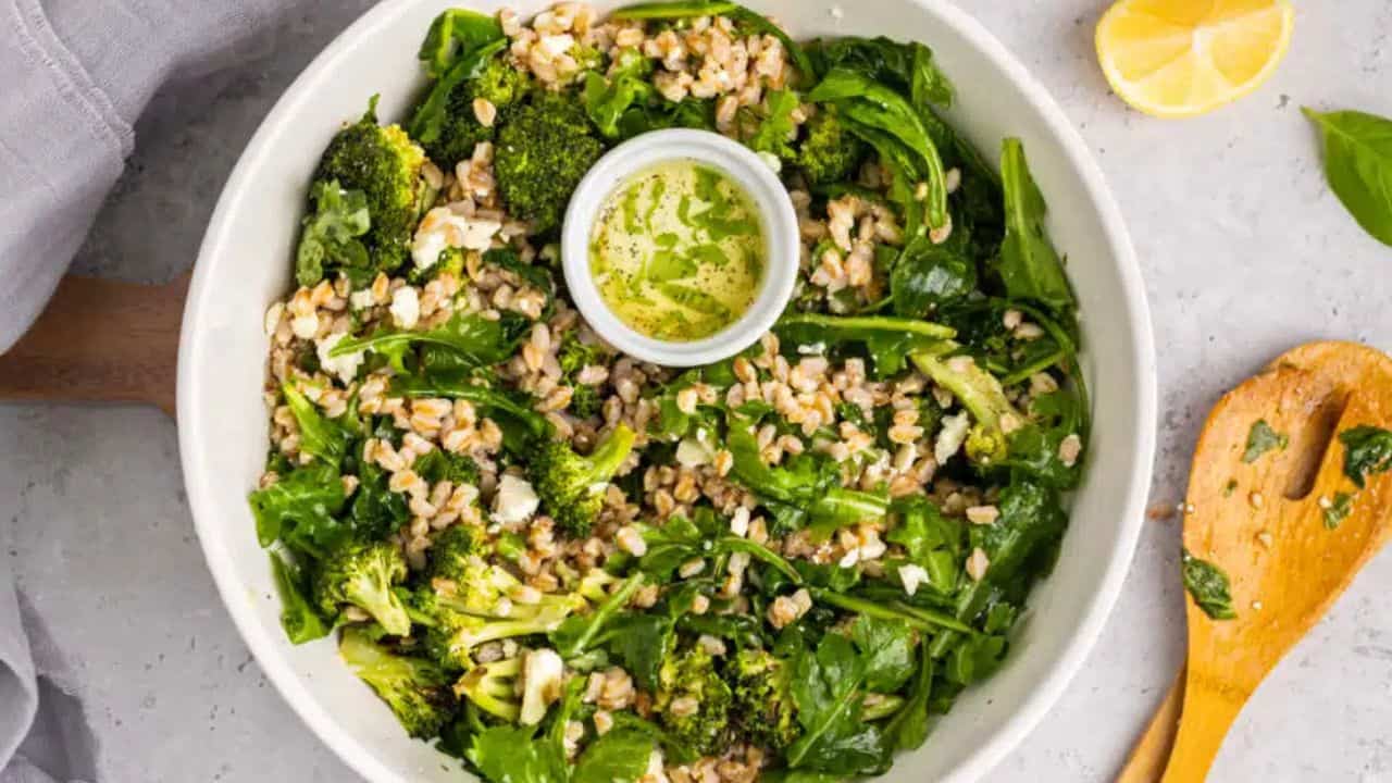 Roasted Broccoli Farro Salad
