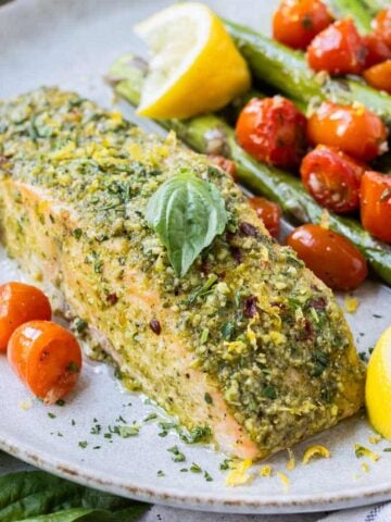 Sheet Pan Pesto Salmon and Vegetables